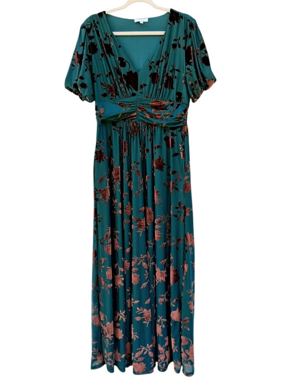 Baltic Born Leslie Velvet Maxi Dress Jade & Bronze Size XL NWOT - Picture 7 of 14